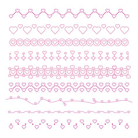 Heart Border Dividing Line Heart Line Border Heart Line Vector Heart