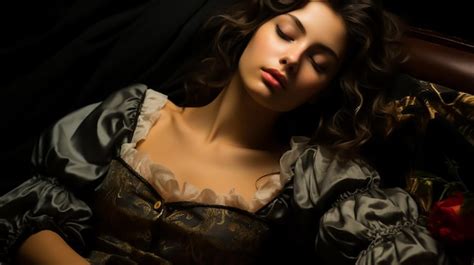 Premium AI Image Sexy Hot Woman In Lingerie Silk Sleep Wear Laying On Bed