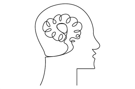 Dessin Continu Dune Ligne Du Cerveau Humain Dessiné à La Main Dans Le Style Du Minimalisme