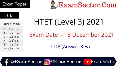 Examsector Htet Level 3 Exam 18 Dec 2021 Part I Cdp Answer Key