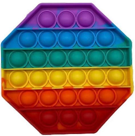 Set Van Pop It Fidget Toy Regenboog Rondje Regenboog Achthoek