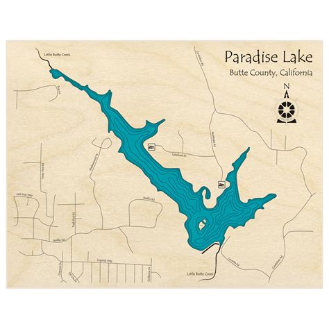 Paradise Lake 3d Custom Wood Map Lake Art Llc