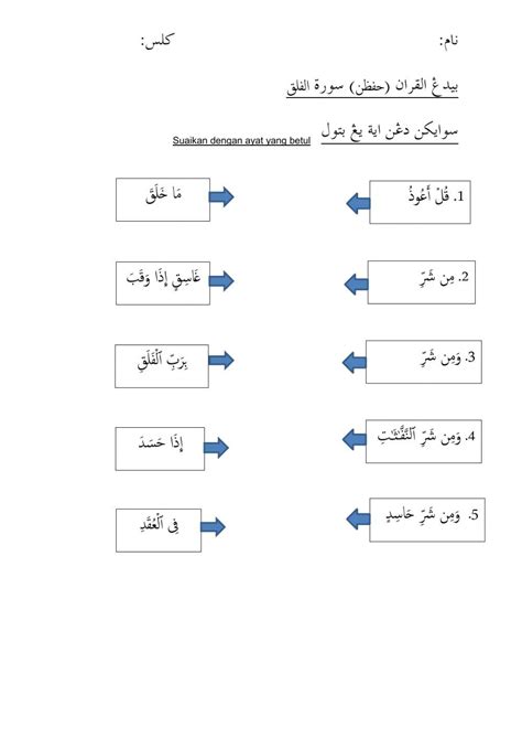 Pendidikan Islam Tahun 2 Surah Al Falaq Worksheet Worksheets