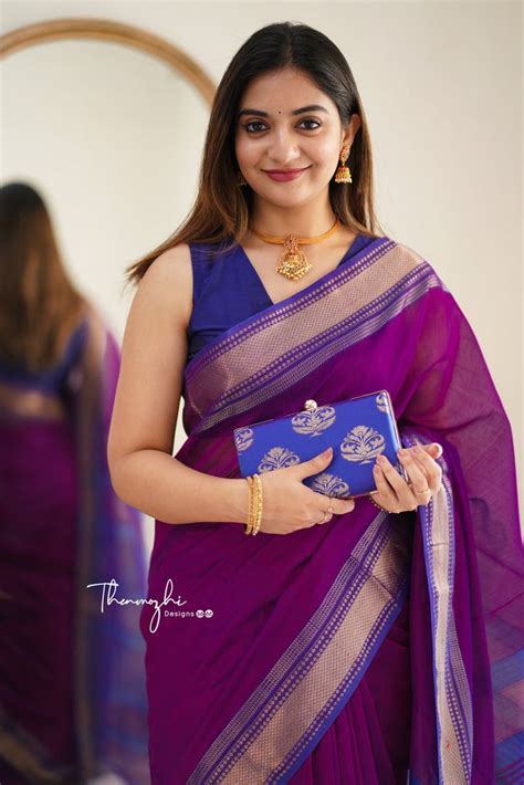 Diva Purple Maheshwari Silk Handloom Cotton Saree Saree Saree