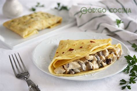 Arriba 87 imagen receta crepes de pollo y champiñones Abzlocal mx