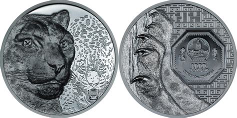 SNOW LEOPARD Wild Mongolia 2 Oz Silver Coin 1000 Togrog Mongolia 2024