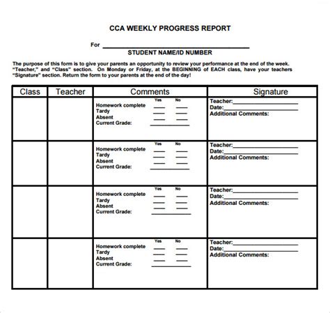 School Progress Report Template 1 Templates Example Templates