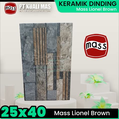 Jual Keramik Dinding 25x40 Mass Lionel Brown Motif Batu Alam Tekstur