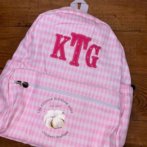 Girls Preschool Backpack, Pink Gingham Backpack, Monogrammed Backpack ...