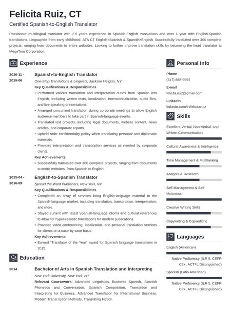 Translator Resume Sample With Skills Template And Guide