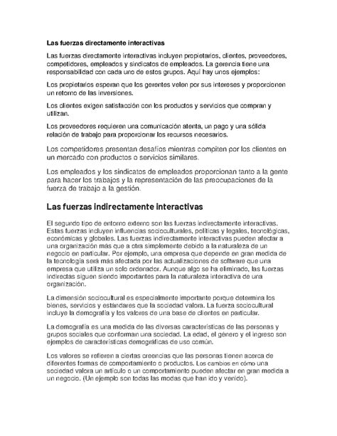 Exposicion - exposiscion - Las fuerzas directamente interactivas Las