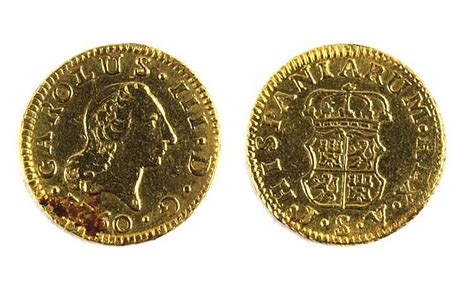 12 Spanish Escudo Gold Coin Charles Iii Period 1760