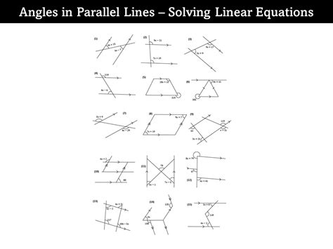 Angles In Parallel Lines Solving Linear Equations Teaching Resources