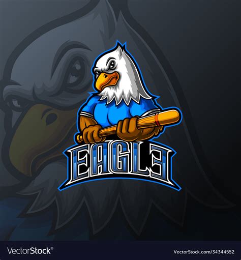 Eagle Baseball Mascot E Sport Logo Design Vector Image