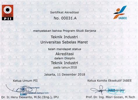 Akreditasi Teknik Industri Uns Terbaru Kampusaja