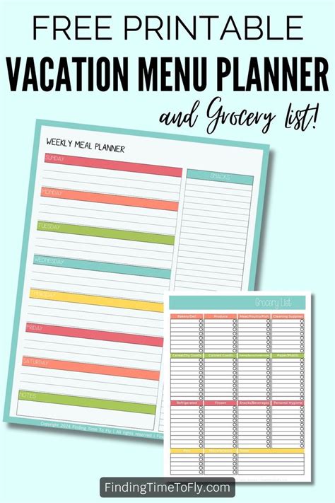 Vacation Meal Planning Template Free Printable Pdf And Google Sheets