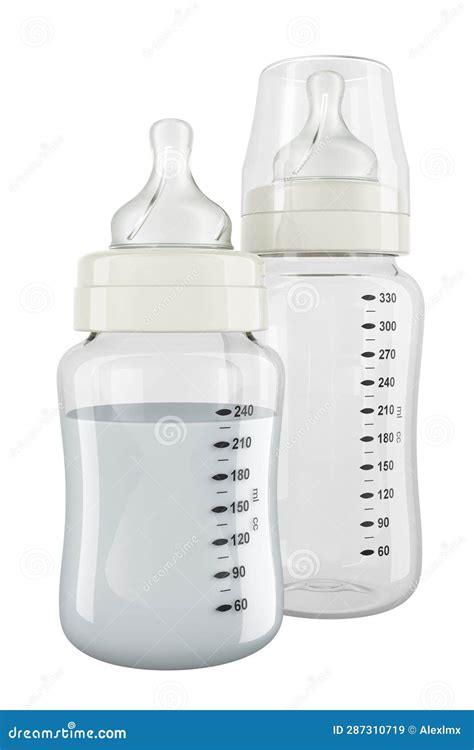 Empty and Full Baby Bottles, 3D Rendering Stock Illustration ...