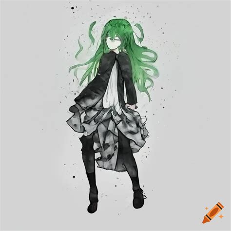 Ethereal Anime Illustration Of A Green Haired Gnome Girl On Craiyon