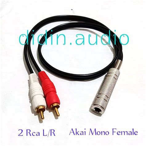 Jual Kabel Audio Jack TS Akai 6 5mm Mono Female To 2 RCA Gold Male L R