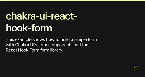 Chakra Ui React Hook Form Codesandbox