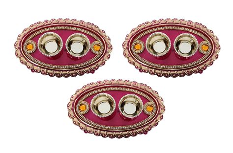 Buy Anu Art And Craft Oval Shape Handcrafted Haldi Kumkum Plate Thali