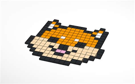 3D design Shiba Inu pixel art - Tinkercad