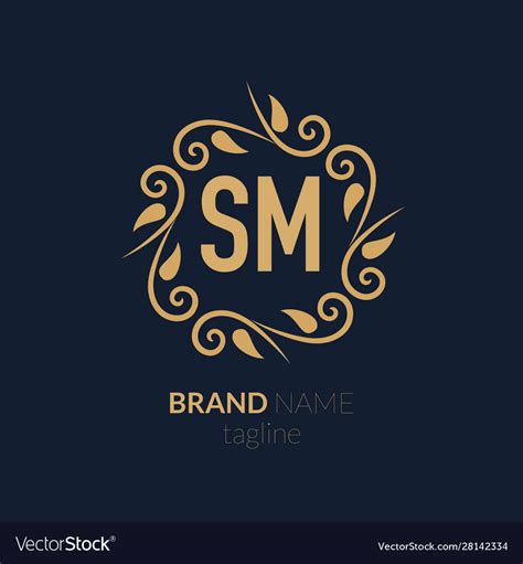 Initial Letter Sm Creative Elegant Logo Template Vector Image