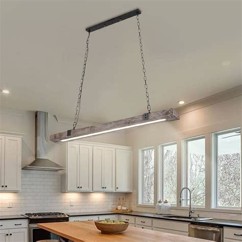 OUSGAR Modern LED Pendant Light Minimalist Grey Oak Hanging Lamp