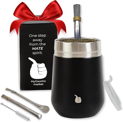 Yerba Mate Cup Gourd With Lid Double Wall Insulated Vacuum Stainless