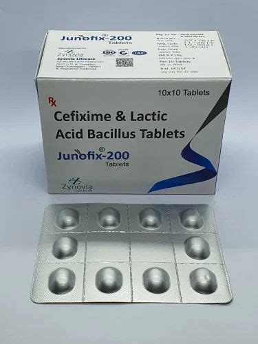 JUNOFIX 200 Cefixime And Lactic Acid Bacillus Dispersible Tablet At Rs