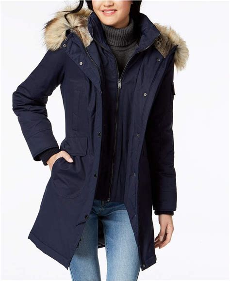 1 Madison Expedition Faux Fur Trim Hooded Parka Coat Macys Parka Coat Women Parka Coat