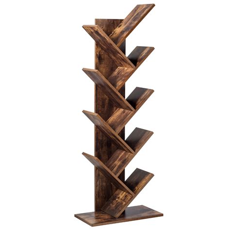 Gymax Tree Bookshelf 8-Tier Bookcase Free Standing Book Rack Display