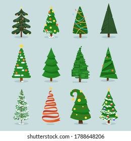 Different Christmas Tree Set Vector Illustration Stock Vector (Royalty ...