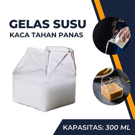 Jual Gelas Cangkir Kaca Kotak Susu Borosilicate Glass Milk Box Tahan