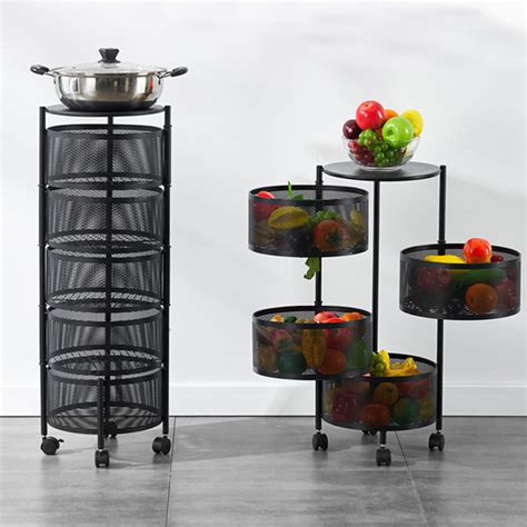 Customized Metal Rotating Vegetable Storage Rack Kitchen Fruit