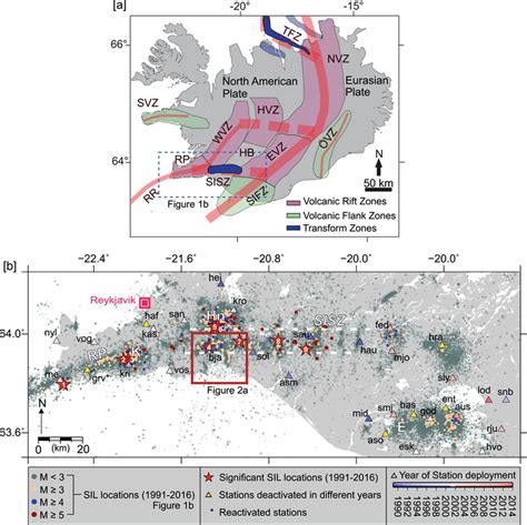 Tectonic and seismic setting of South Iceland: (a) Prominent tectonic ...