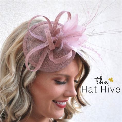 Blush Pink Fascinator On Headband Tea Party Hat Church Hat Etsy