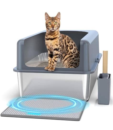 Stainless Steel Litter Box High Sides Extra Large Xl Cat Litter Box Enclosure For Big Multiple