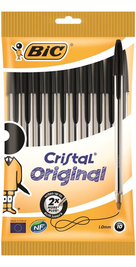 Bic Cristal Medium Black Ballpoint Pens Pack Of 10