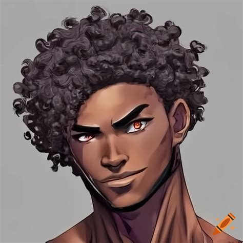 Illustration Of A Stylish Black Man With Curly Hair On Craiyon