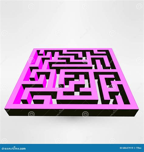 Maze Labyrinth Puzzle White On Grey Background 3d Vector Stock Vector Illustration Of