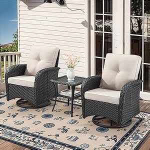 Amazon Belord 3 Pieces Black Wicker Patio Furniture Outdoor Swivel