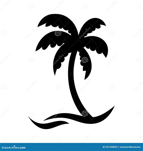 Coconut Tree Silhouette Summer Sunset Sea Design Stock Illustration