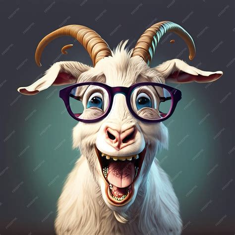 Premium Ai Image Goat Smiles With A Sarcastic Look He Wears Glasses