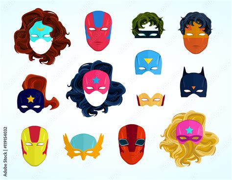 Comic Superhero masks set. Superhero photo props, heroic face ...