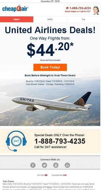 United Airlines Deals Fly From 44 20 CheapOair Email Archive