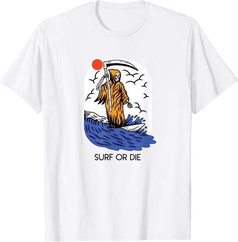 Surfen Totenkopf Surfbrett Sensenmann Wellen Sommer Surfer T Shirt