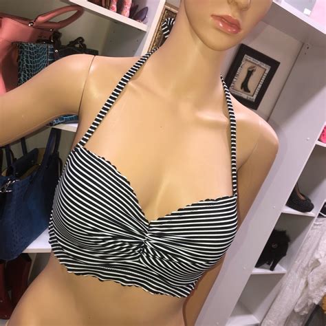 Victoria S Secret Striped Halter Bikini Top Gem