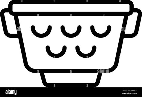 New Colander Icon Outline Vector Cooking Sieve Strainer Pasta Stock