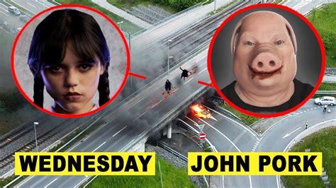 DROHNE überwacht WEDNESDAY ADDAMS vs JOHN PORK in REAL LIFE um 3 UHR